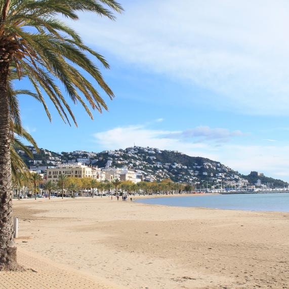 Passeig amb palmeres a Roses